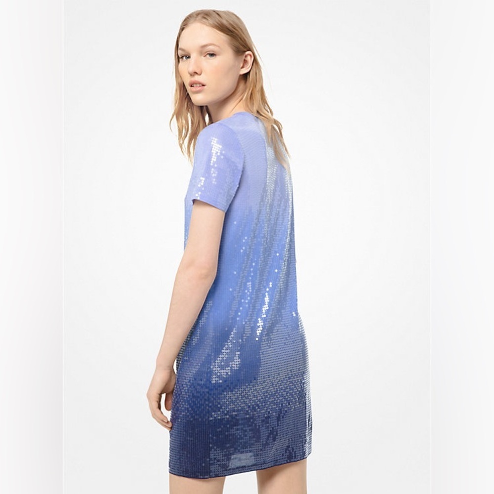 MICHAEL MICHAEL KORS SEQUIN GRECIAN BLUE OMBRÉ VEGAS PARTY DRESS SZ M NWOT - Picture 4 of 11